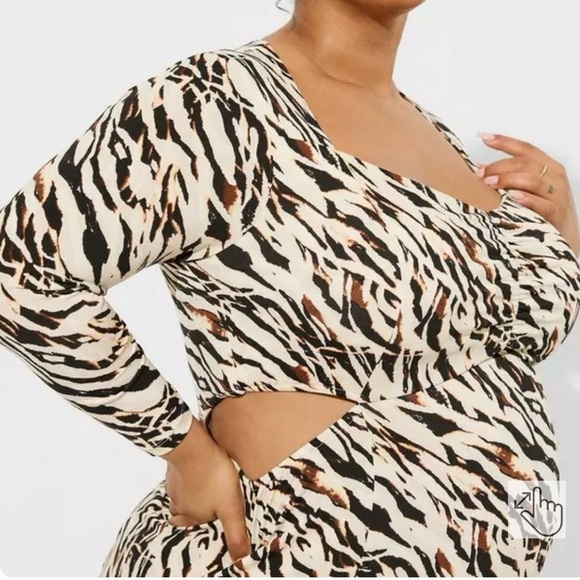 NWT Torrid Maxi Studio Knit Midi Dress Watercolor Zebra Tan Brown Orange Size 2X - Picture 2 of 14